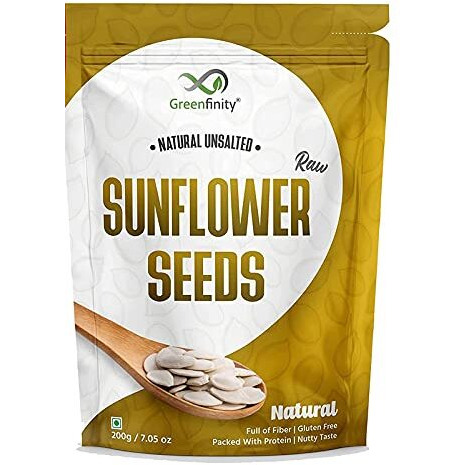 GreenFinity Sunflower Seeds | Surajmukhi Ke Beej Raw Sunflower Seeds for Eating, Healthy Seeds, Protein & Fiber Rich Superfood - 500g
