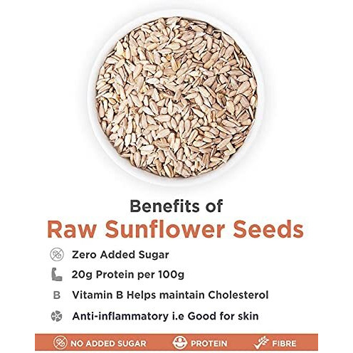 GreenFinity Sunflower Seeds | Surajmukhi Ke Beej Raw Sunflower Seeds for Eating, Healthy Seeds, Protein & Fiber Rich Superfood - 500g