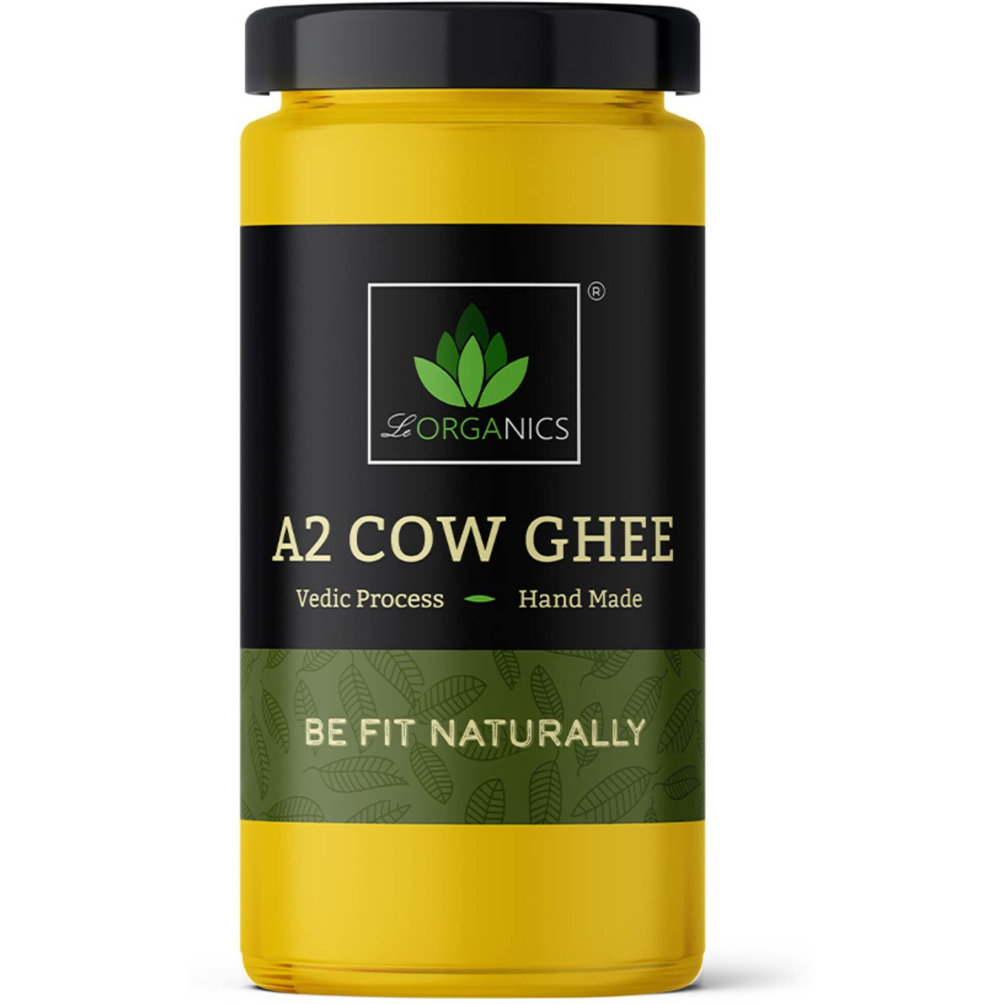 Le Organics A2 Cow Ghee 1000 Ml | Curd - Churned L 5 Step Vedic Process L Churning By Bilona | Malai Madu Cow - Pure Indian Breed | Free Grazing Cows | Gmo Free | | Lab Certified L Glass Bottle
