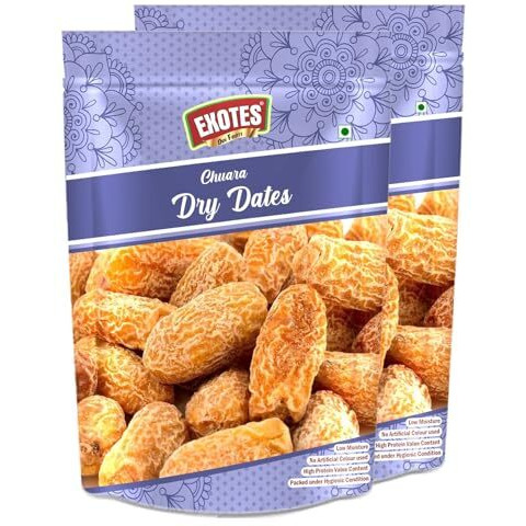 Exotes Premium Dry Fruits (Dry Yellow Dates/ Peela Chuara), 2 X 250 Grams
