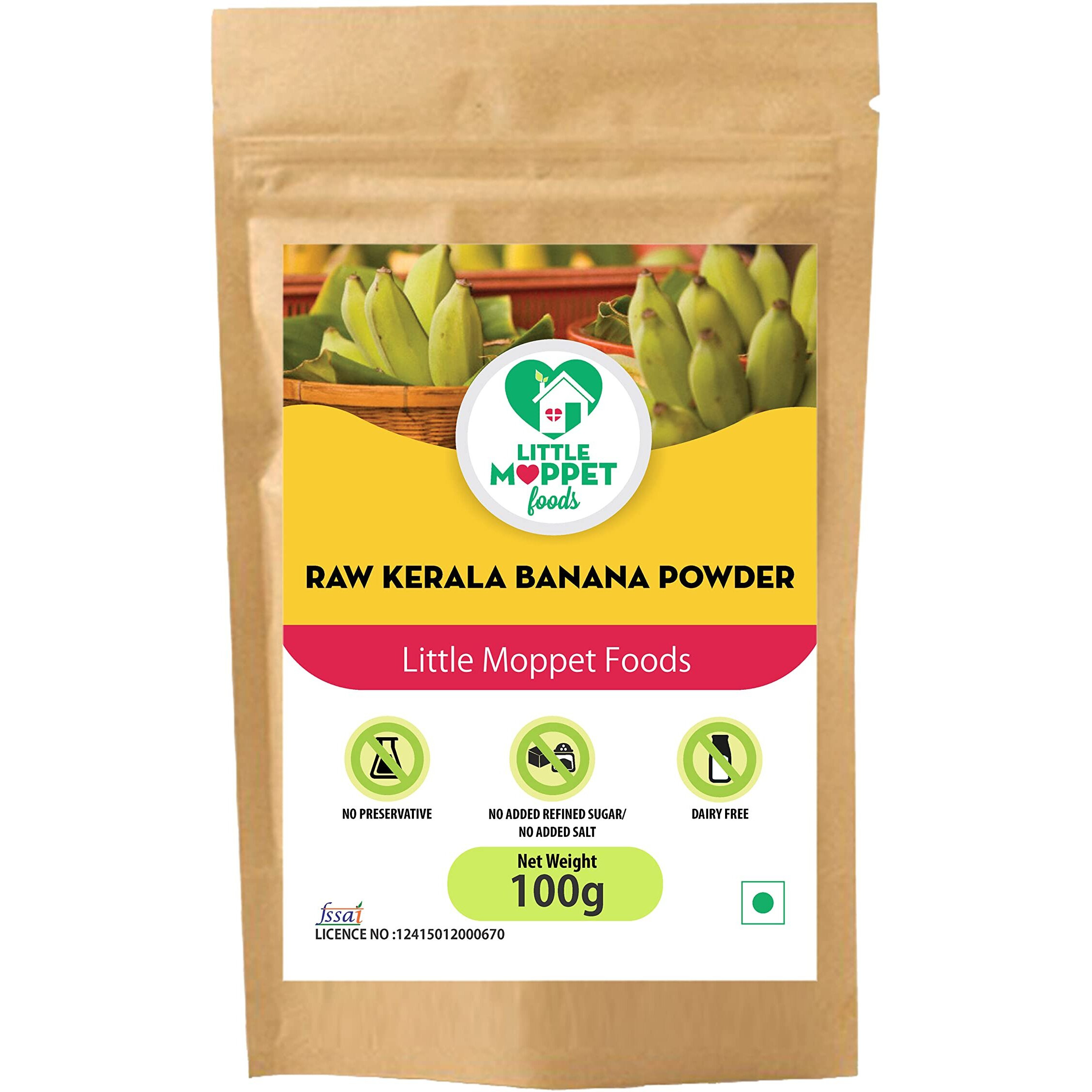 Little Moppet Foods Raw Kerala Banana Powder - 200g | No Additives and Preservatives | Free from Added Salt and Sugar | Prepared from Sundried Raw Kerala Nendran Banana |