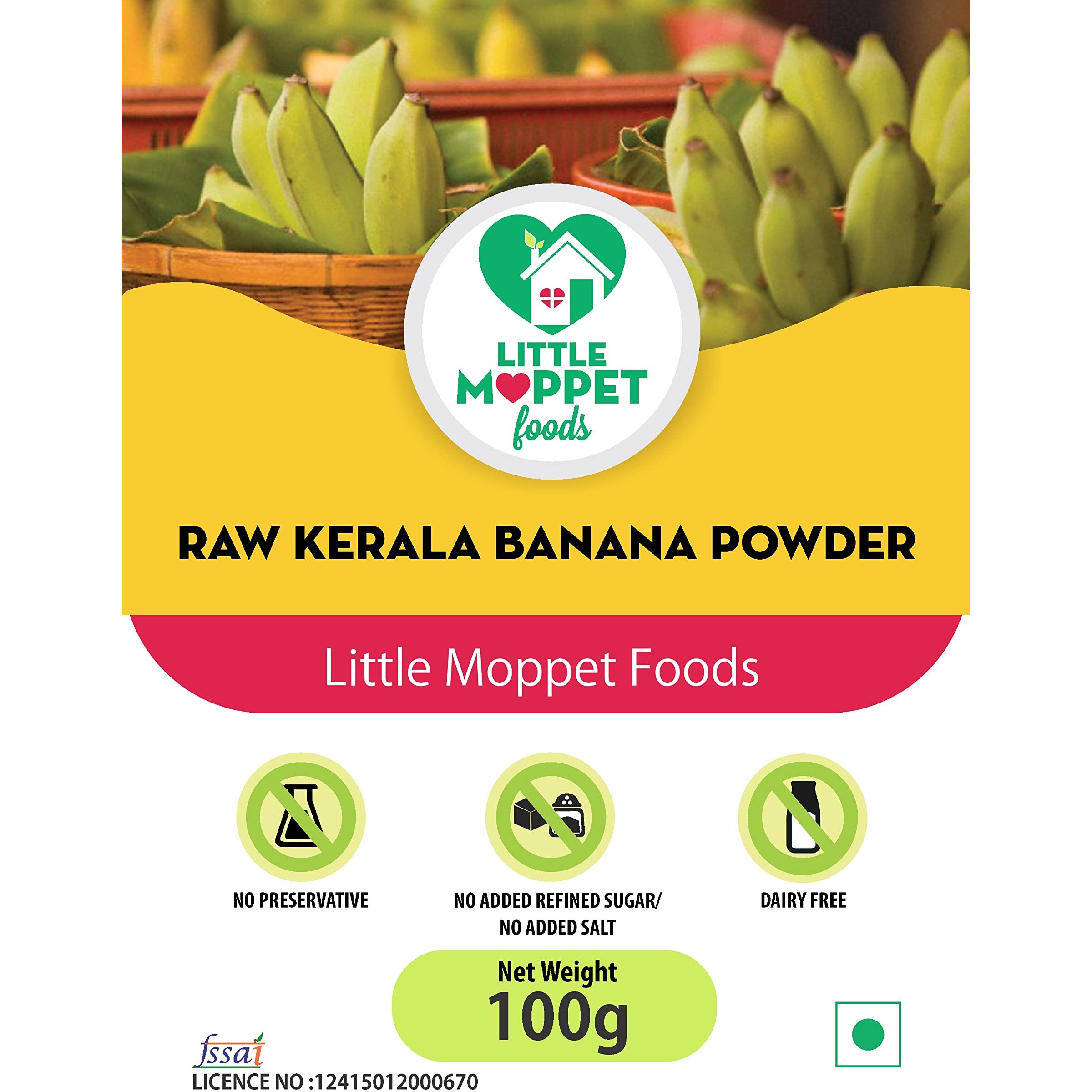 Little Moppet Foods Raw Kerala Banana Powder - 200g | No Additives and Preservatives | Free from Added Salt and Sugar | Prepared from Sundried Raw Kerala Nendran Banana |