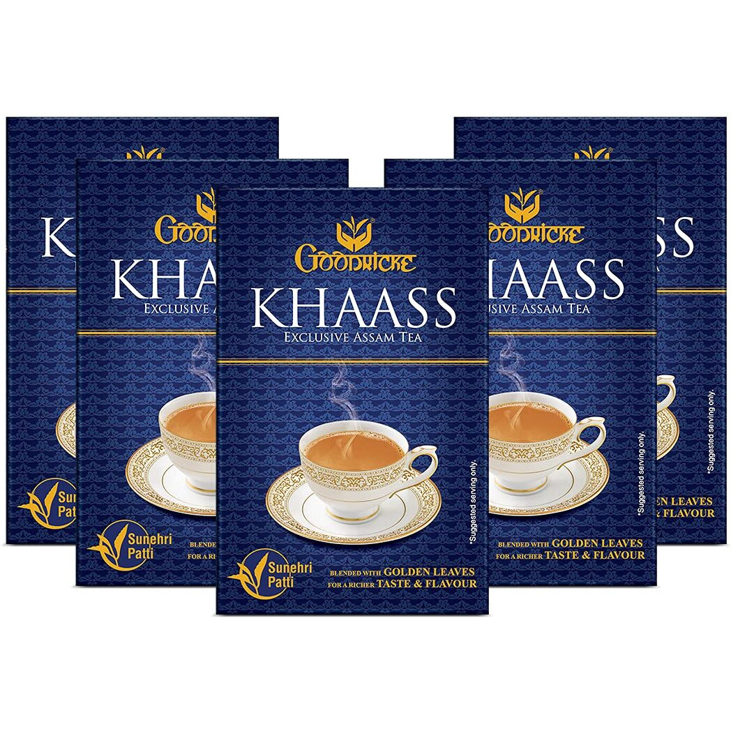 GOODRICKE Khaass Assam Tea - 250 gm, (Pack Of 5) | 100% Natural & Organic Loose Leaves | Richer Taste & Flavour | Iresistible Aroma | Sweet Lasting Aftertaste