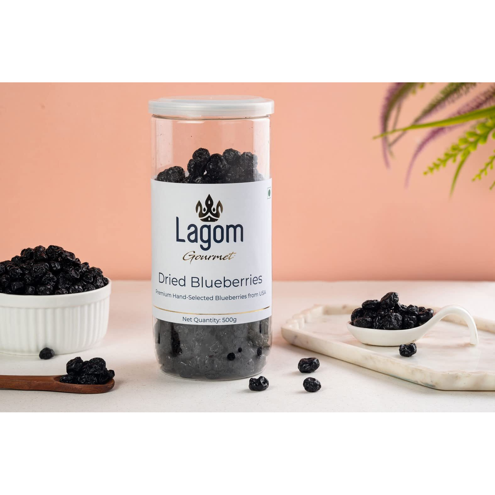 Lagom Gourmet Dried Blueberry 1 kg | Gluten Free | Vegan | Plant Based | Non GMO | Blueberry Dry Fruit