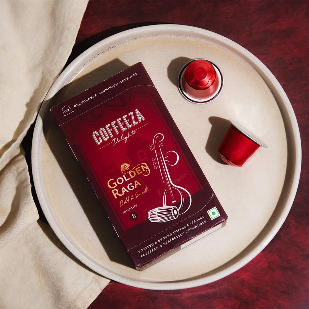 Coffeeza Delights Golden Raga Coffee Capsules (Budget-Friendly) | 60 Coffee Pods | @ just Rs.29.9 each