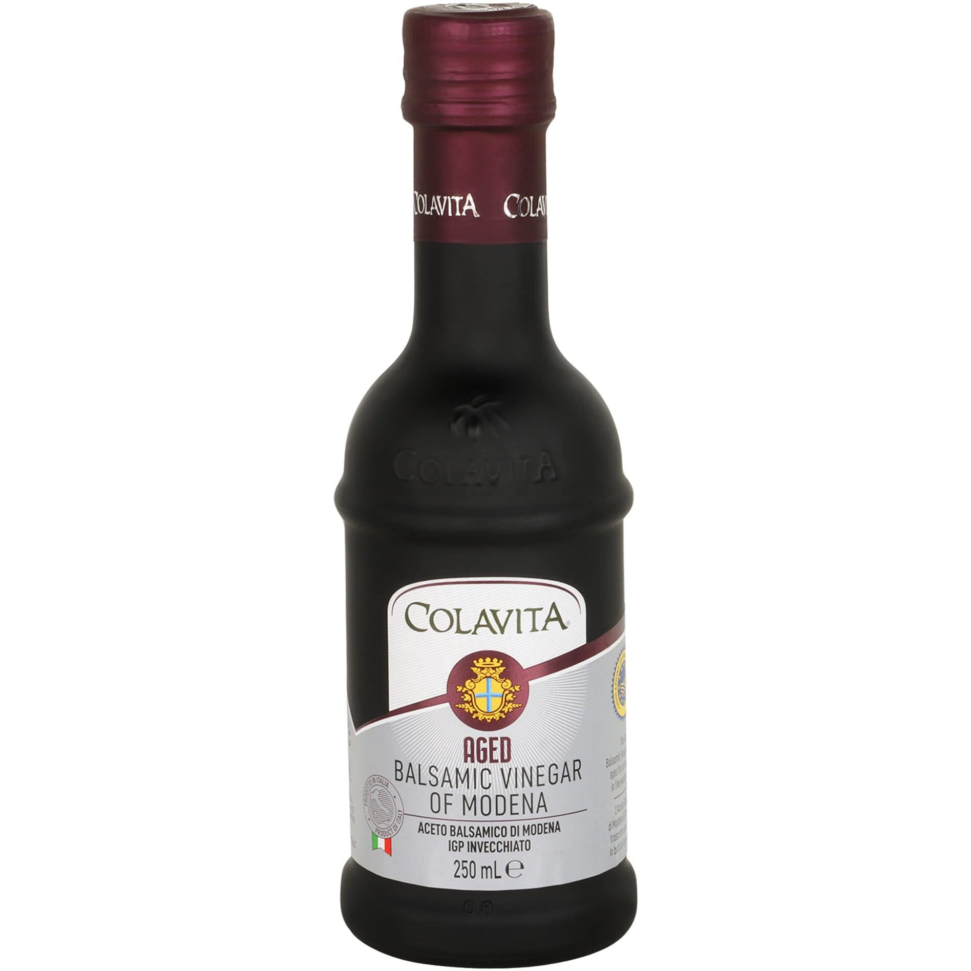 Colavita Aged Balsamic Vinegar of Modena (250 ml) | Imported from Italy | Premium Aged Balsamic Vinegar best for Soups, Salad Dressings, Marinades and Sauces | No Artificial Colours | Timeless Bottle Pack