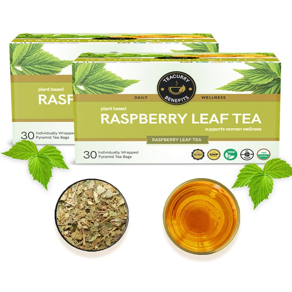 TEACURRY Raspberry Tea For Women - 60 Tea Bags | Helps With Women And Period Health | Raspberry Chai Tea, 100 Gm