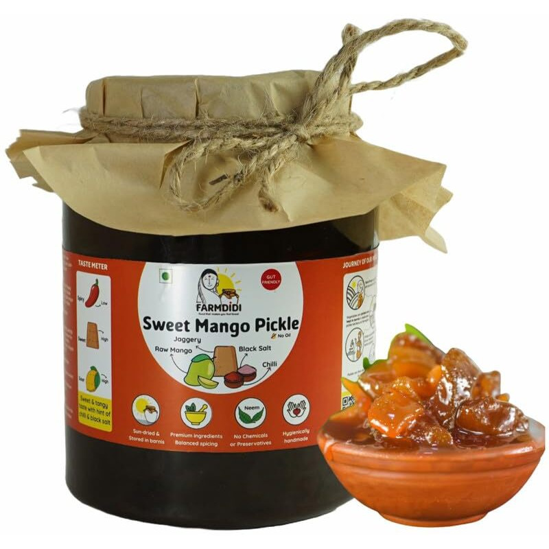 Farm Didi Sweet Mango Pickle With Jaggery 1Kg|Oil Free Pickle In Fresh Authentic Aam Ka Meeta Achar|No Preservatives Aachar|Sweet Mango Pickles Homemade|Mango Pickles In Amazon Fresh
