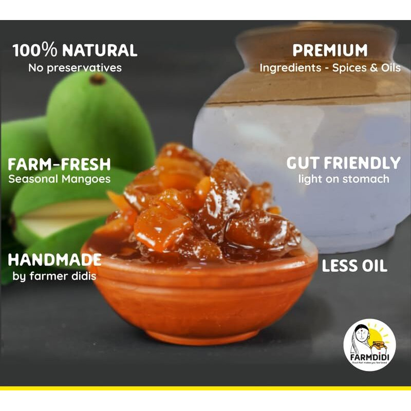 Farm Didi Sweet Mango Pickle With Jaggery 1Kg|Oil Free Pickle In Fresh Authentic Aam Ka Meeta Achar|No Preservatives Aachar|Sweet Mango Pickles Homemade|Mango Pickles In Amazon Fresh