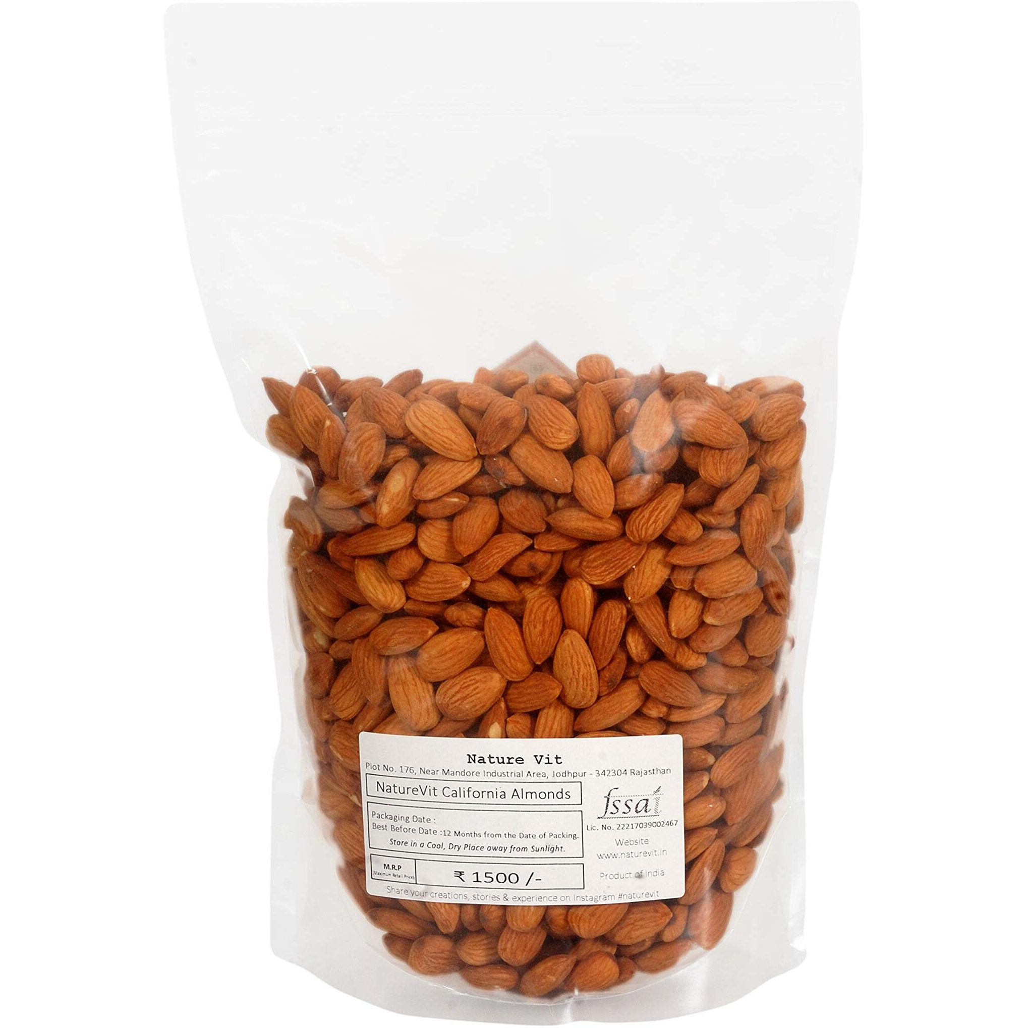 Nature Vit California Almonds, 400G | Premium Badam Giri | High In Fiber & Boost Immunity | Real Nuts | Gluten Free | Grade - Independence