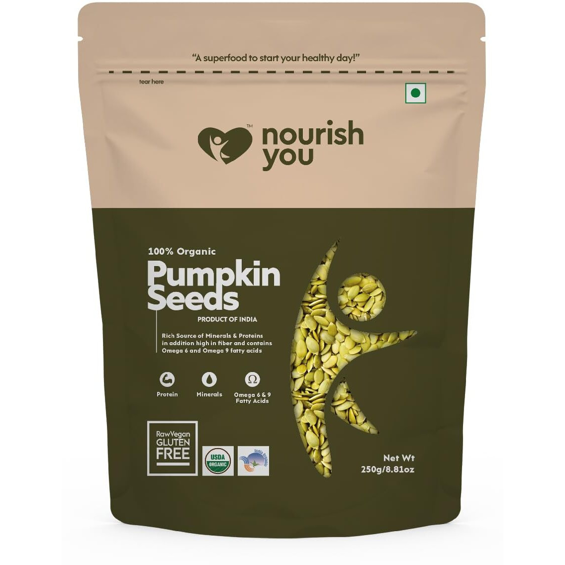 Nourish You Healthy Seeds Combo 1kg | Jumbo Pumpkin, Jumbo Sunflower, Watermelon Seeds, Chia Seeds (250g Each Pack) | Seeds for Eating | Immunity Booster Diet | Protein and Rich in Fibre
