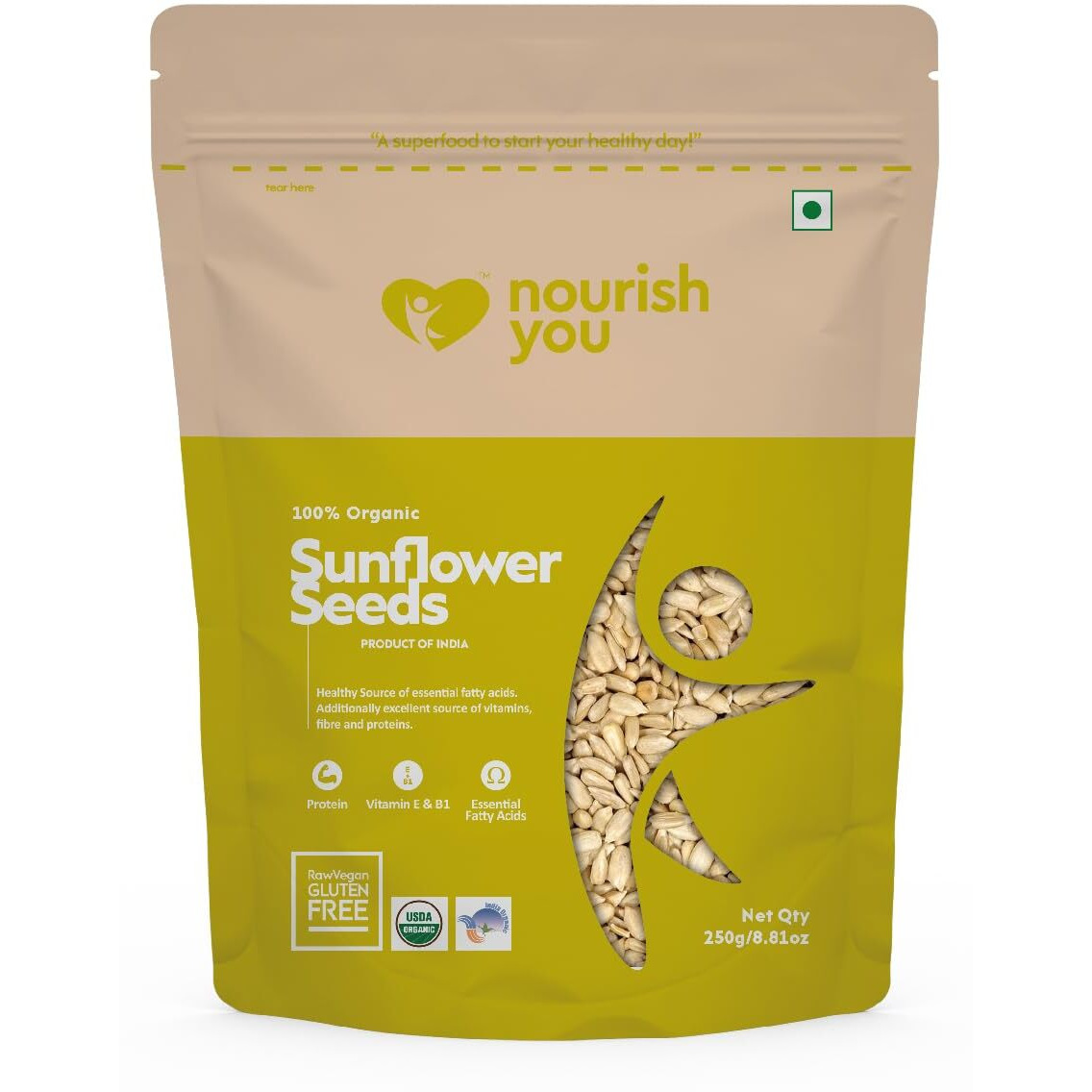 Nourish You Healthy Seeds Combo 1kg | Jumbo Pumpkin, Jumbo Sunflower, Watermelon Seeds, Chia Seeds (250g Each Pack) | Seeds for Eating | Immunity Booster Diet | Protein and Rich in Fibre