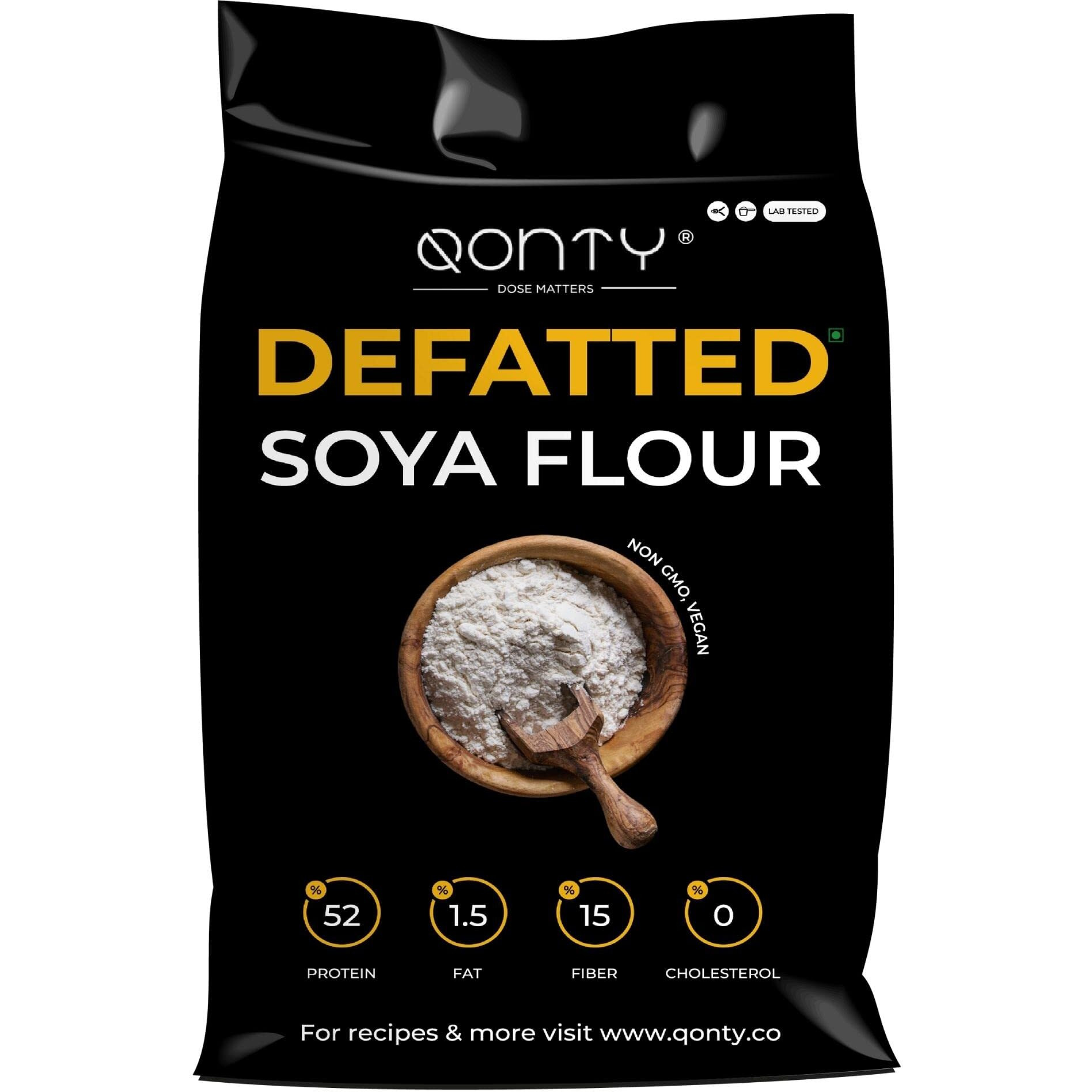 Qonty Defatted Soya Flour | 52% Protein, 1.5% Fat | Lab Tested | 8 gm Protein Per Roti | No Preservatives | Gluten Free | Rich in Micro Nutrients (1.75 kg)
