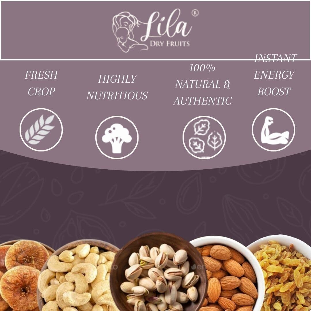 Lila Dry Fruits Daily Needs DryFruit Combo Pack 1Kg (5 x 200g) American Almonds, Afghani Anjeer, Cashews, Raisins, Pista | Healthy and Nutritious | Rich in Vitamins Minerals