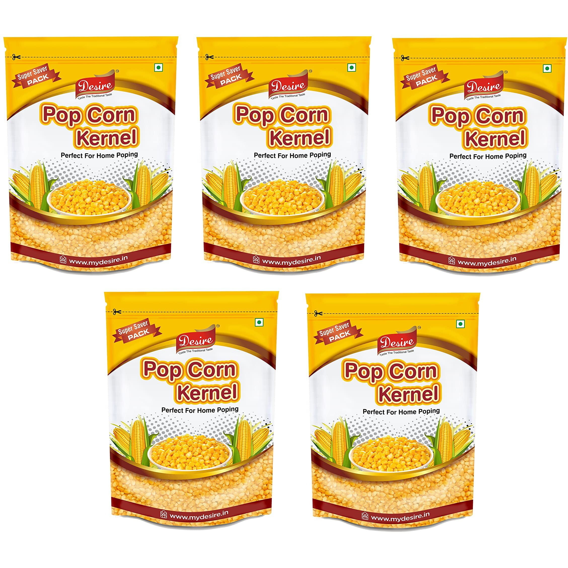 Desire Popcorn Kernel Seeds 5 Kg | Big Size Gourmet Pop Corn Kernels Imported | High Expansion, A Grade Makkai Popcorn