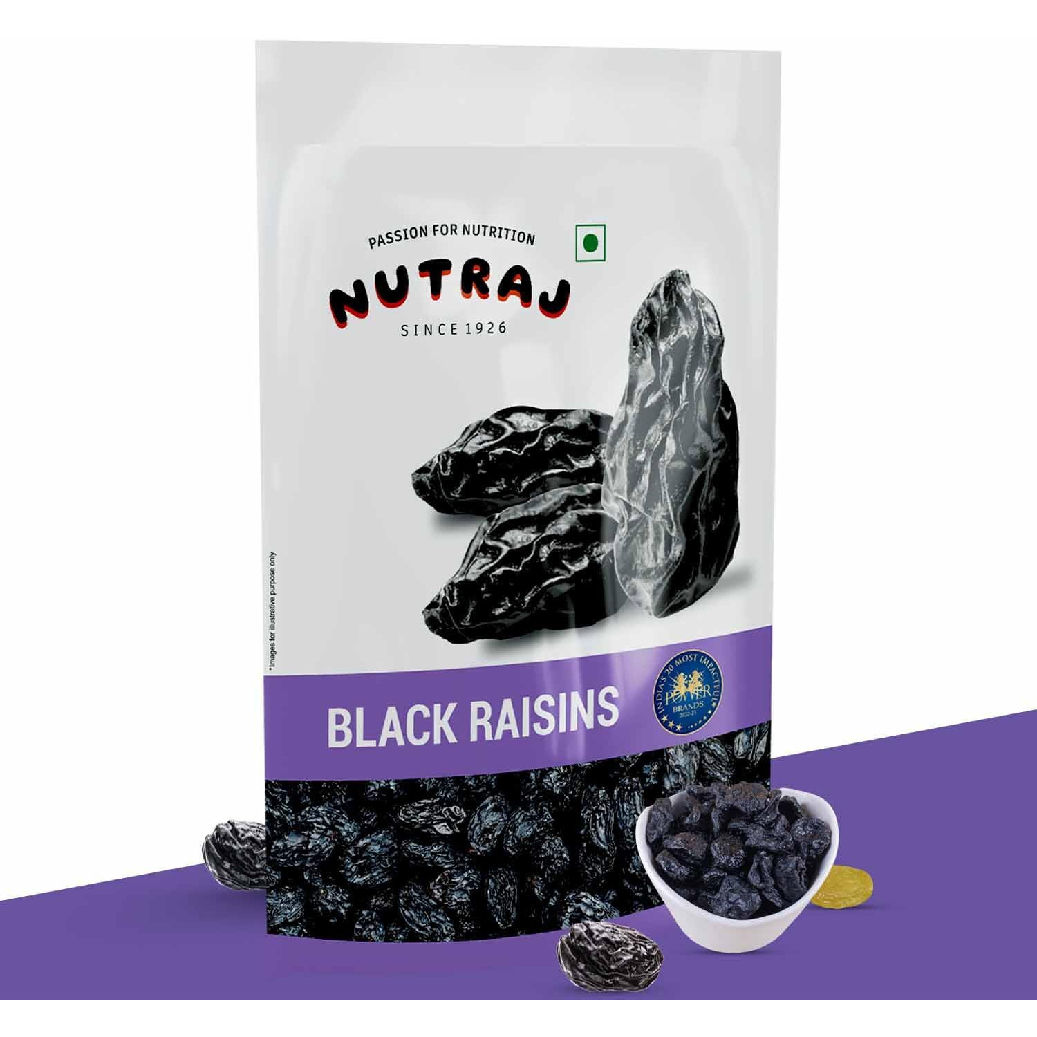 Nutraj Raisin (Kishmish) (Black Raisin, Pack Of 4 (200 Gram X 4)), Fresh