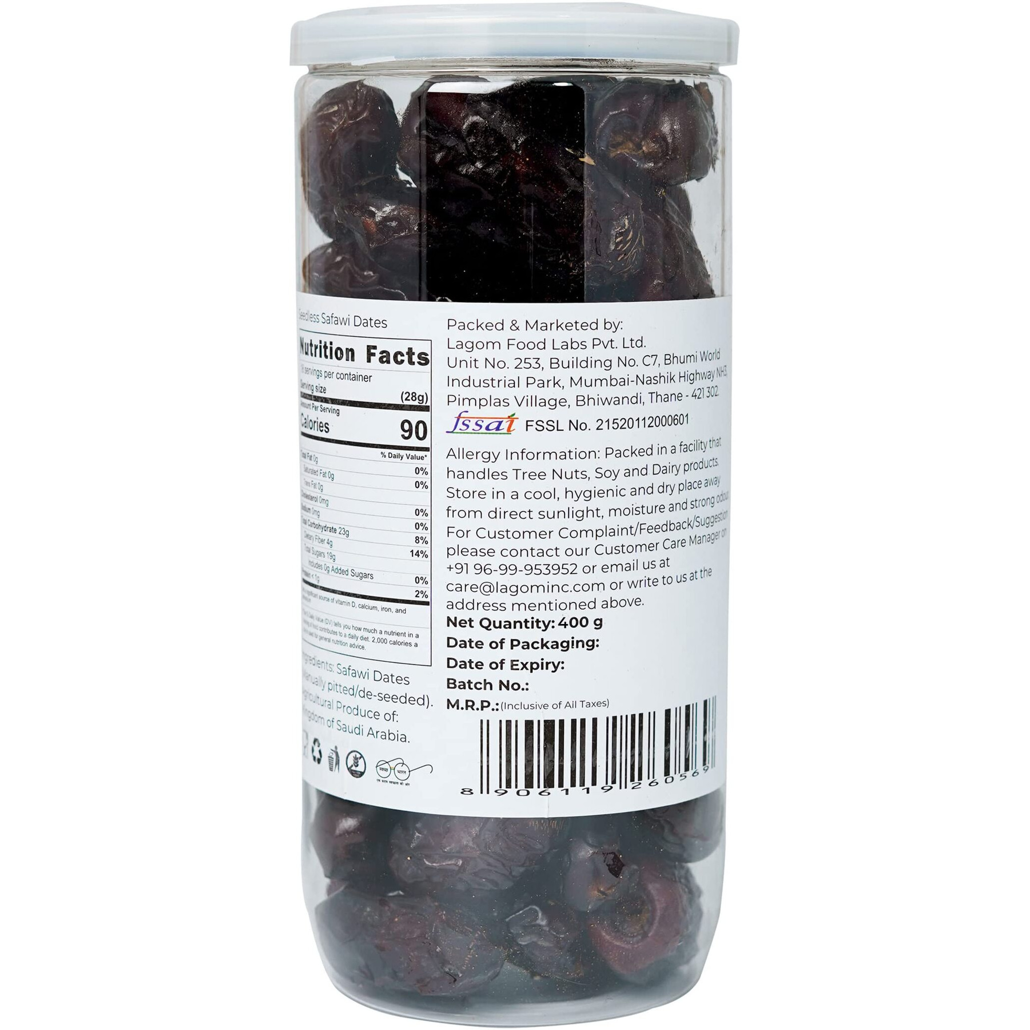 Lagom Gourmet Seedless Safawi Dates 400G,Saudi Arabia Dates,All Natural,No Preservatives,No Added Sugar,Gluten Free,Vegan,Plant Based,Non Gmo,Dates Dry Fruits,Khajur,Khajoor,Khejur