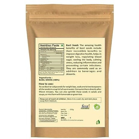 Pronatural 200gms Raw Basil/Sabja/Tukmaria/Bapji Seeds for Weight Loss, Low calories, High Fiber & Omega 3 & powerhouse of Nutrients