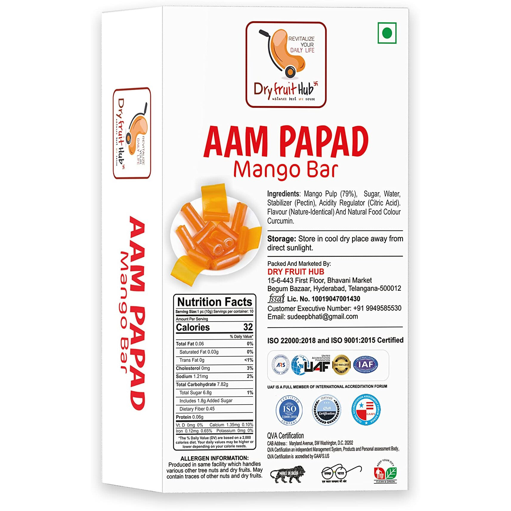 Dry Fruit Hub Aam papad 800gms, Premium Khatta Aam Papad Slice Bar, Aam Papad Khatta Mitha, Pack of 1 Units