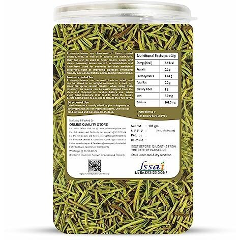 Online Quality Store Rosemary Dry Leaves - 100g | For Hair Growth & Rosemary Tea Leaves | Rosemary Herbal Tea