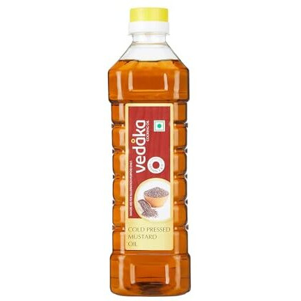 Amazon Brand - Vedaka Cold Pressed Mustard Oil (1 litre) | Cooking Oil | Omega 3 | 100% Vegetarian Oil