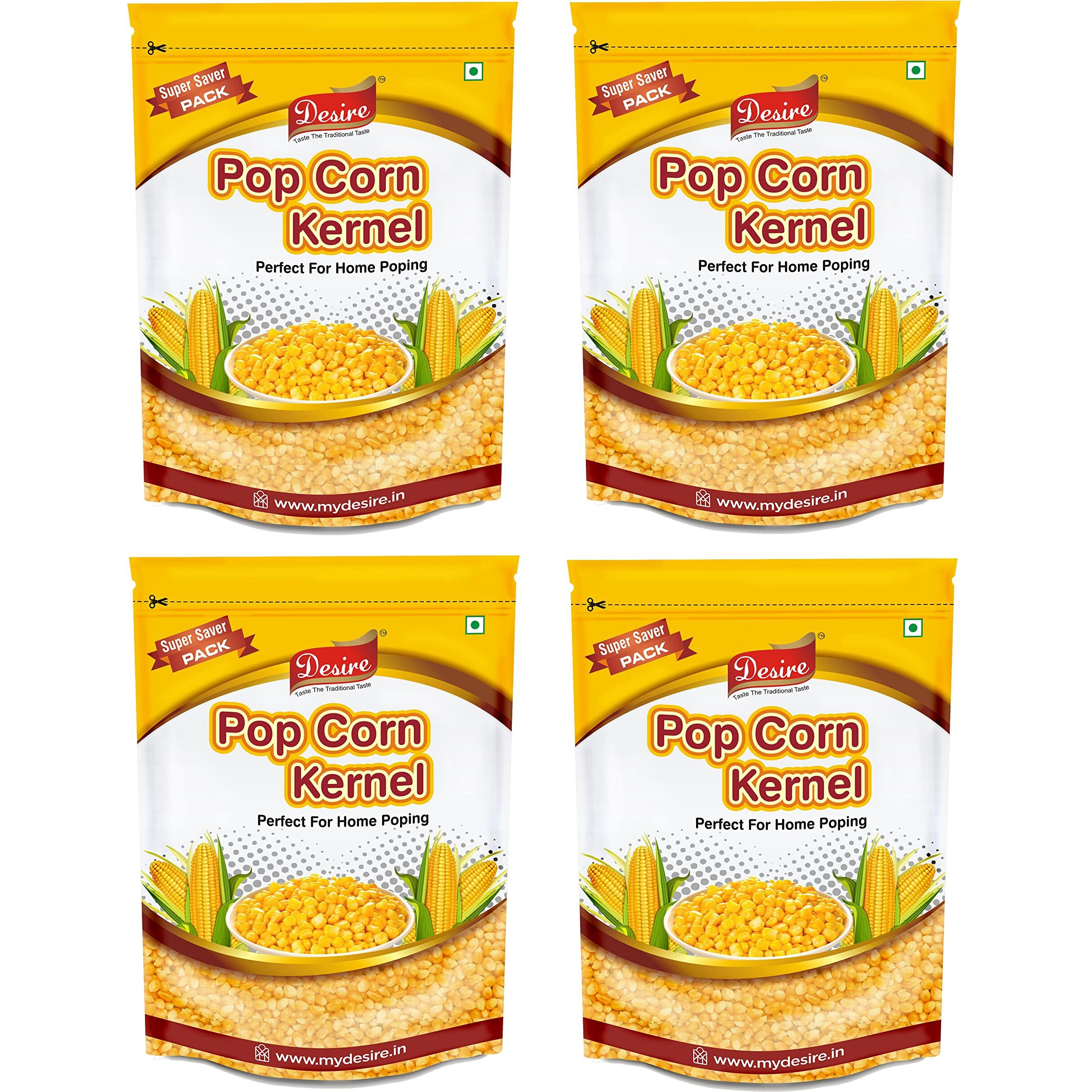 Desire Popcorn Kernel Seeds 4 Kg | Big Size Gourmet Pop Corn Kernels Imported | High Expansion, A Grade Makkai Popcorn