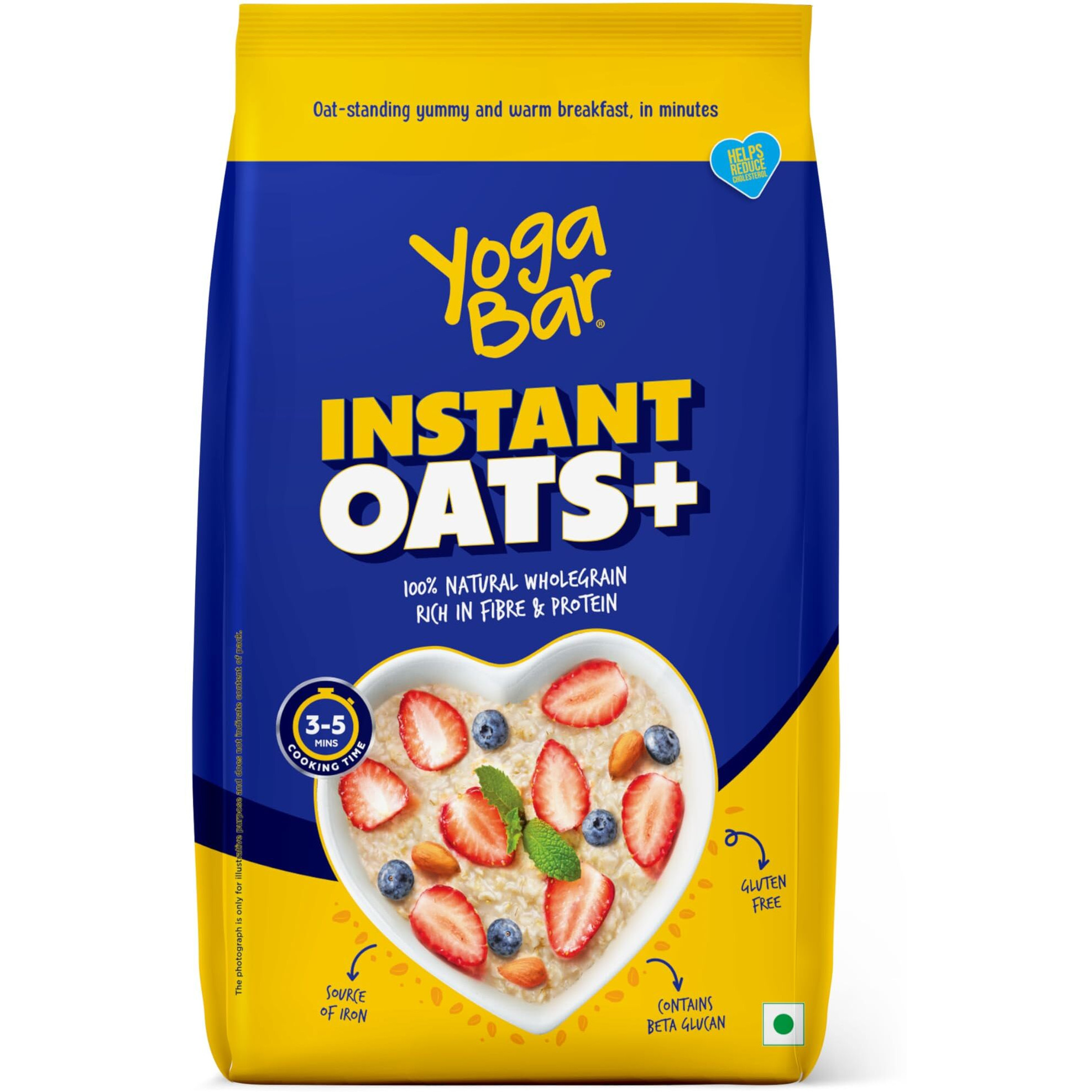Yogabar Instant Oats 1 Kg, Pack of 4 | Premium Oats, Ready to Cook, Gluten Free Oats with High Fibre, 100% Whole Grain, Non-GMO, 4Kg