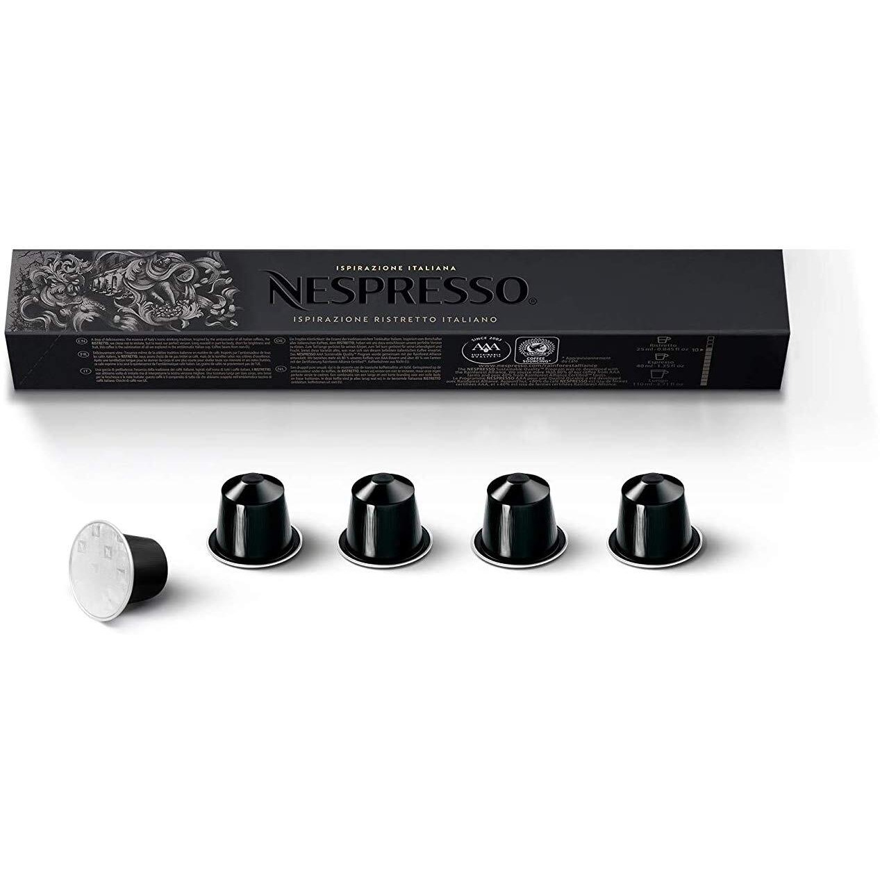 Nespresso Ispirazone Ristretto Italiano, Original Line Dark Roast Espresso Coffee Capsules, 10 Count Coffee Pods, Brews 1.35 oz (1 Sleeve, 10 Pods)