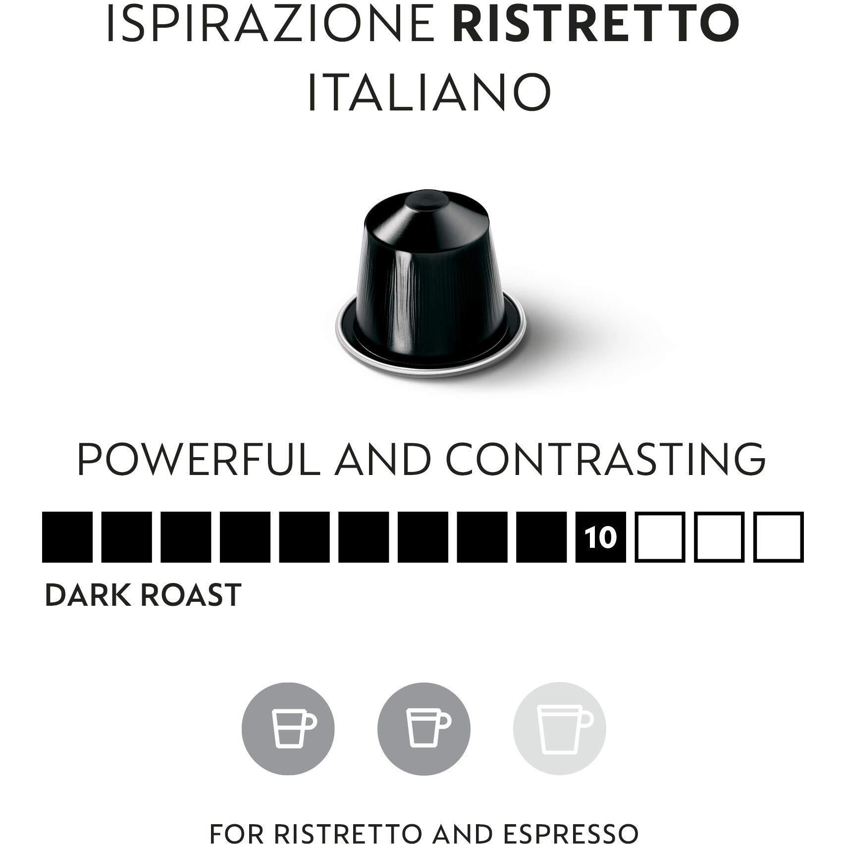 Nespresso Ispirazone Ristretto Italiano, Original Line Dark Roast Espresso Coffee Capsules, 10 Count Coffee Pods, Brews 1.35 oz (1 Sleeve, 10 Pods)