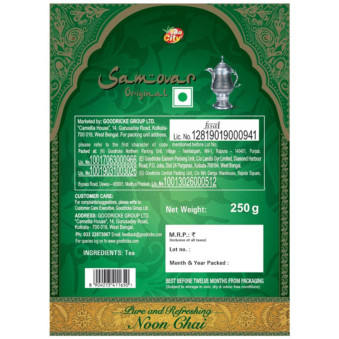 GOODRICKE Samovar Original Tea - 250 gm | 100% Organic & Natural Kashmiri Loose Leaves Chai for Freshness | Richer Taste and Flavoured | Sweet Lasting Flavour | Irresistible Aroma