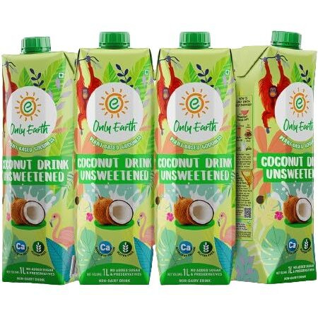 Only Earth Coconut Drink | Best for Coffee, Tea, Cereals, Shakes or As Is | 40% Coconut Water + 59% Coconut Milk | Dairy Free | Unsweetened | Plant-Based | Source of Calcium | Preservatives Free | No Added Sugar | No Trans-Fat | Thai Coconuts