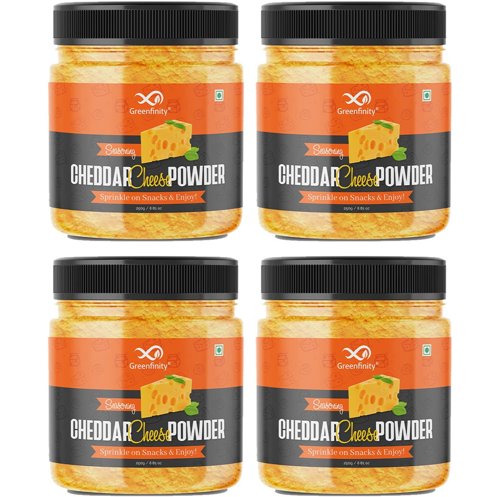 GreenFinity Cheddar Cheese Powder, 1kg (Pack of 4) (Best for Make Delicious Cheese-Flavoured, Pop-Corn, Pizza, Pasta, French Fries etc)