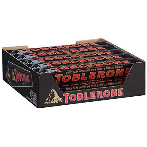 Toblerone Dark Chocolate with Honey and Almond Nougat Pack of 12, x 100 g