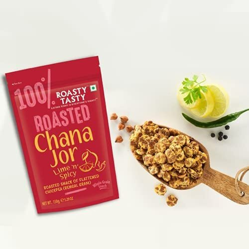 Roasty Tasty Roasted Chana Jor Lime & Spicy Indian Snacks- 750g Value Pack | No MSG | Zero Cholesterol & Trans Fat | Diet Namkeen | Gluten Free | Ready-to-eat | High in protein | Export Quality | Healthy Snacks