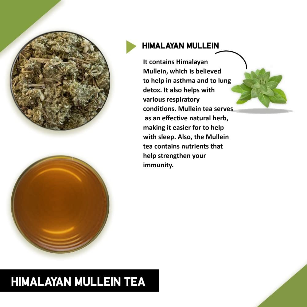 TEACURRY Himalayan Mullein Tea (30 Tea Bags, 1 Month Pack) - Helps In Immunity, Lung Detox And Respiratory Health | Mullein Tea For Lungs, Green Tea, 110 Gram