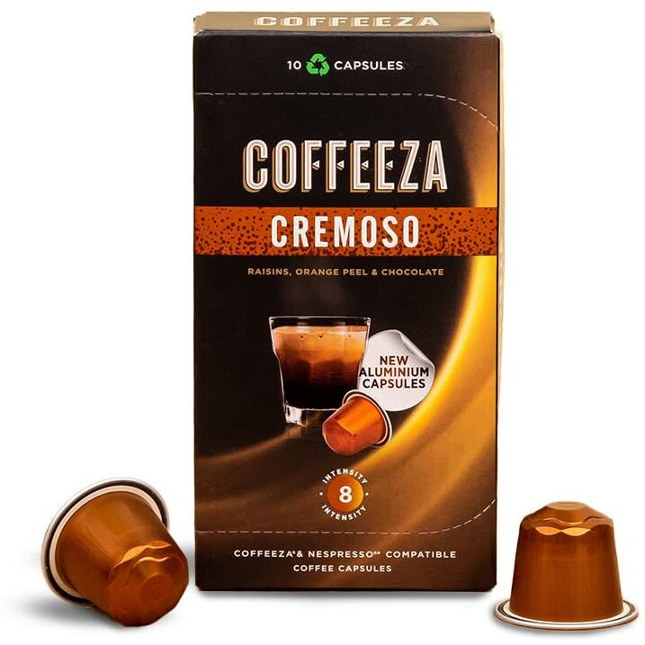 Coffeeza Cremoso Aluminium Coffee Capsules, Intensity  8/10 - Nespresso Compatible Coffee Pods (Box of 30)