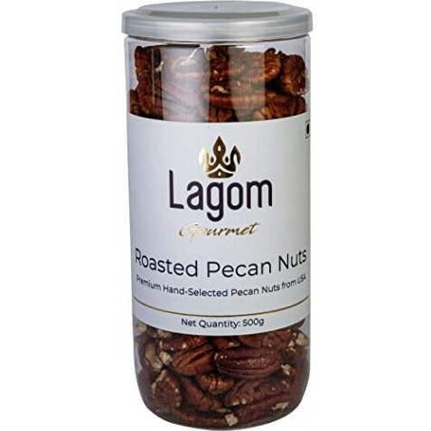 Lagom Gourmet Roasted Pecan Nuts 500g | No Salt | Dry Roasted | No Oil Used | All Natural | No Preservatives | No Additives | Gluten Free | Vegan | Plant Based | Non GMO | Nuts Dry Fruits