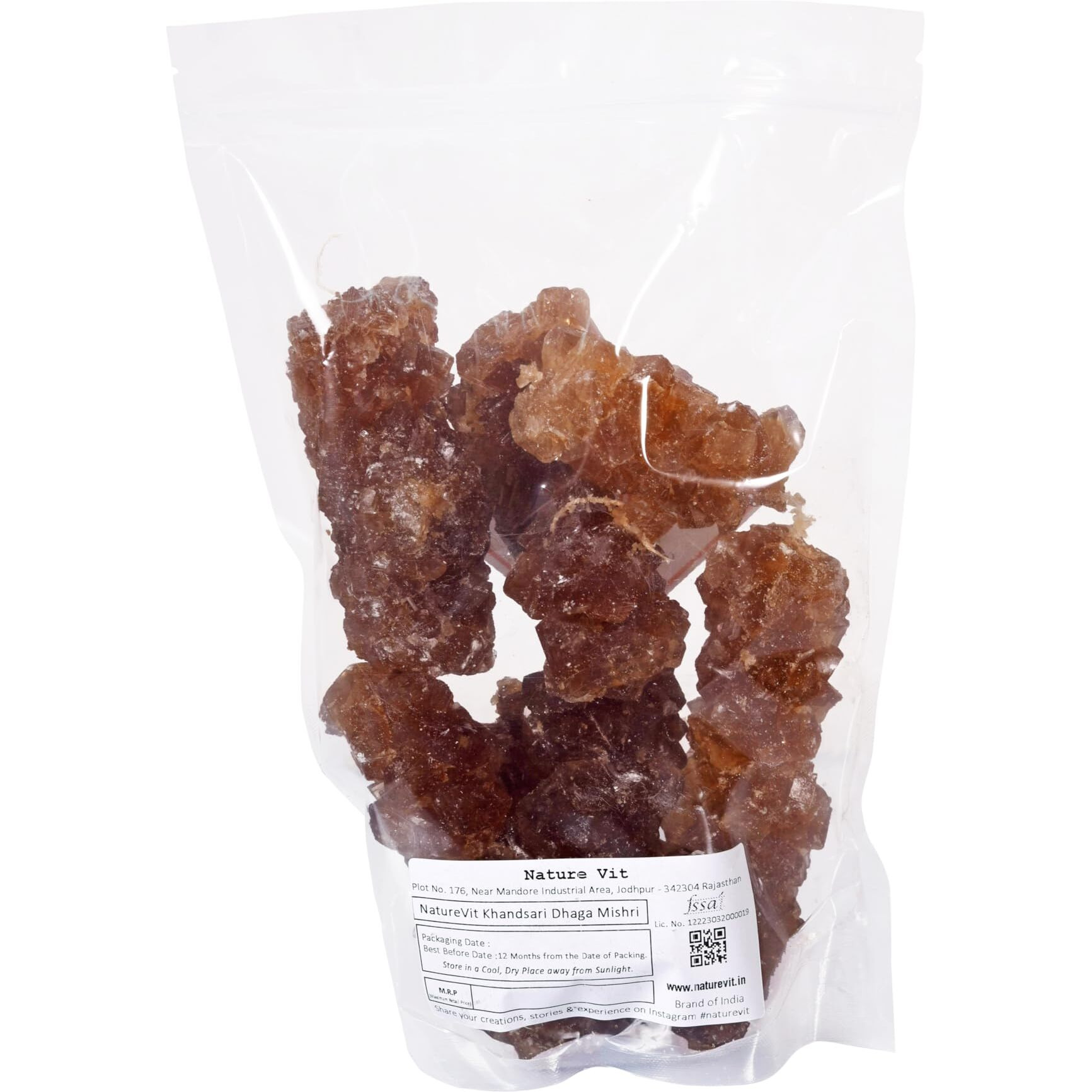 Nature Vit Khandsari Dhaga Mishri(2 Kg)|Thread Mishri|Brown Mishri Dhage Wali|Mishri Crystal|Pure Mishri Sugar Candy|Rock Sugar Crystal|Dhage Wali Mishri|Unrefined Brown Sugar Crystal