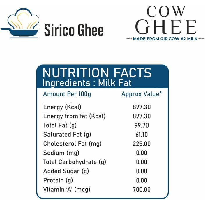SIRICO GHEE Authentic A2 Desi Cow Ghee | Pure, Bilona, Gir Cow Ghee - Nutritious, And Delicious | Bilona Cow Ghee A2 | Desi Ghee. (2 Litre, Pack Of 2)