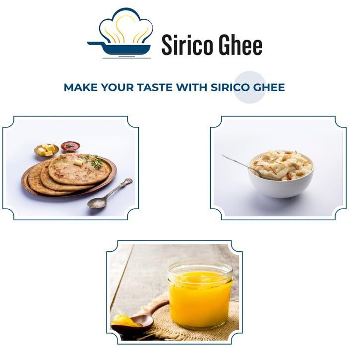 SIRICO GHEE Authentic A2 Desi Cow Ghee | Pure, Bilona, Gir Cow Ghee - Nutritious, And Delicious | Bilona Cow Ghee A2 | Desi Ghee. (2 Litre, Pack Of 2)
