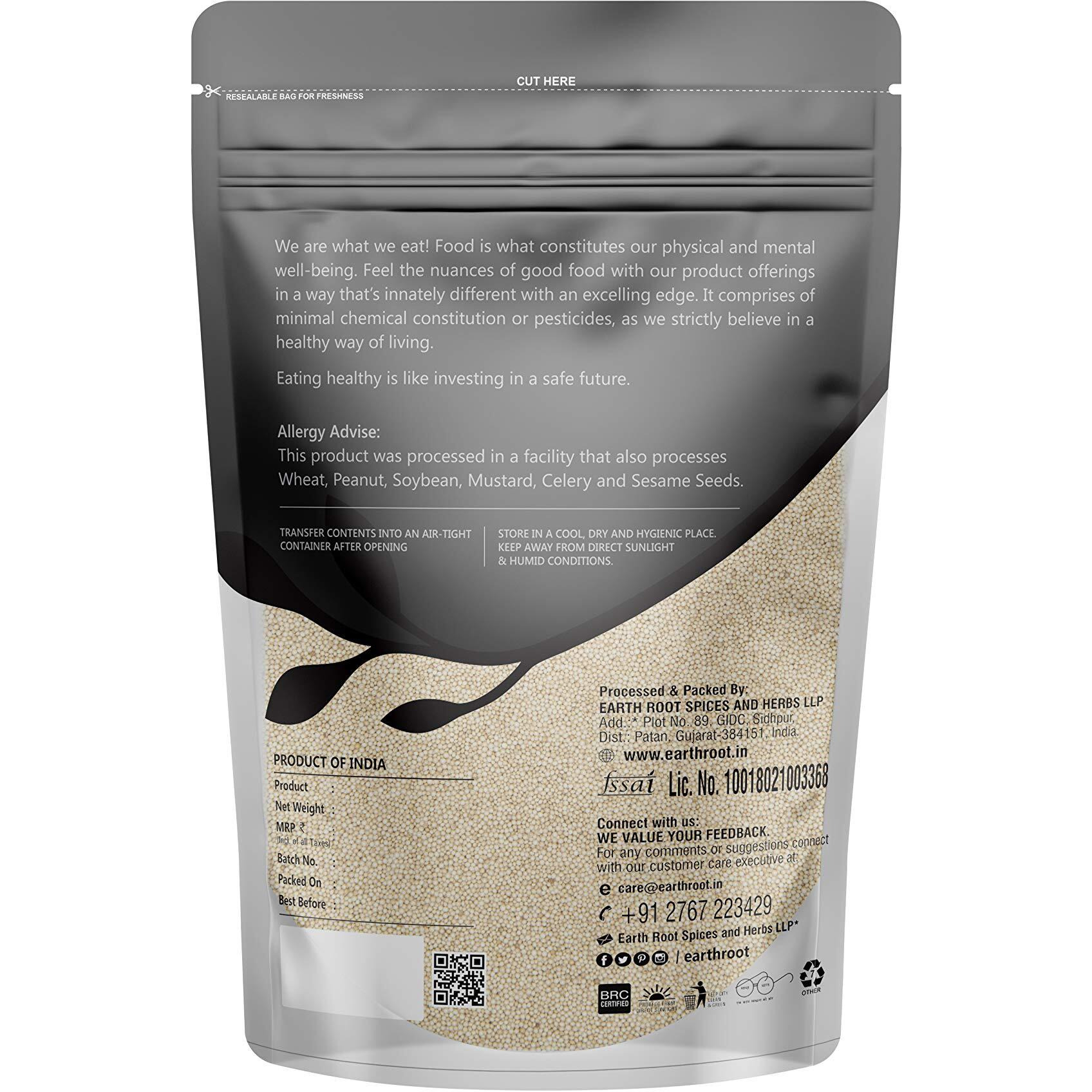 EarthRoot pack of 5 | Natural Amaranth Seed | Rajgira | Ramdana Seeds High Protein | Gluten-Free Grain for Healthy Cooking | Ancient Grain Superfood |1 kg each