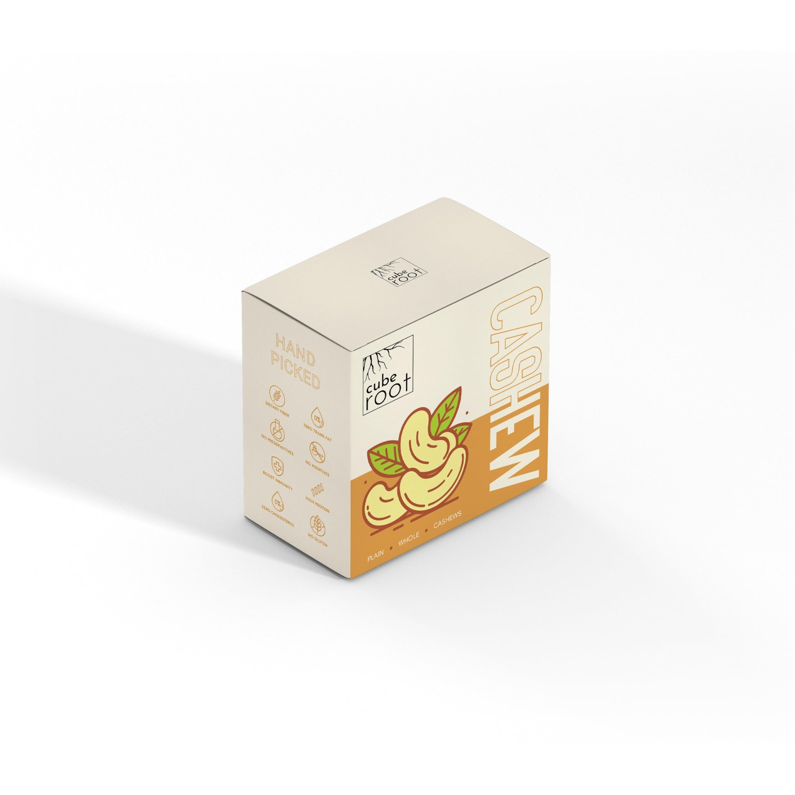 Cube Root 100% Natural Whole Cashew Nuts 1kg (1000g), W240 Grade (Large size), Vacuum Pack, Dry Fruits