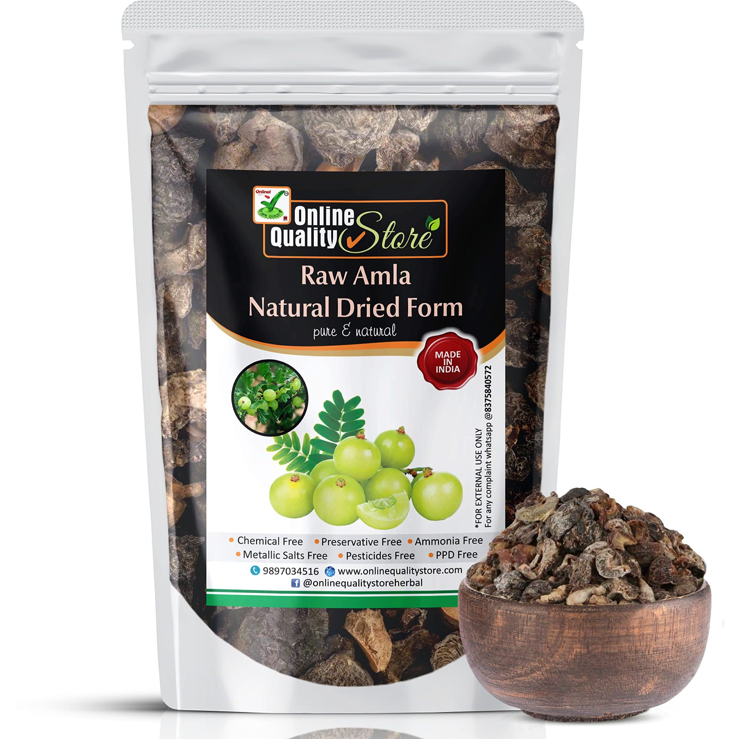 Online Quality Store Raw Amla For Hair Natural (Amla) Dried Form, 900g