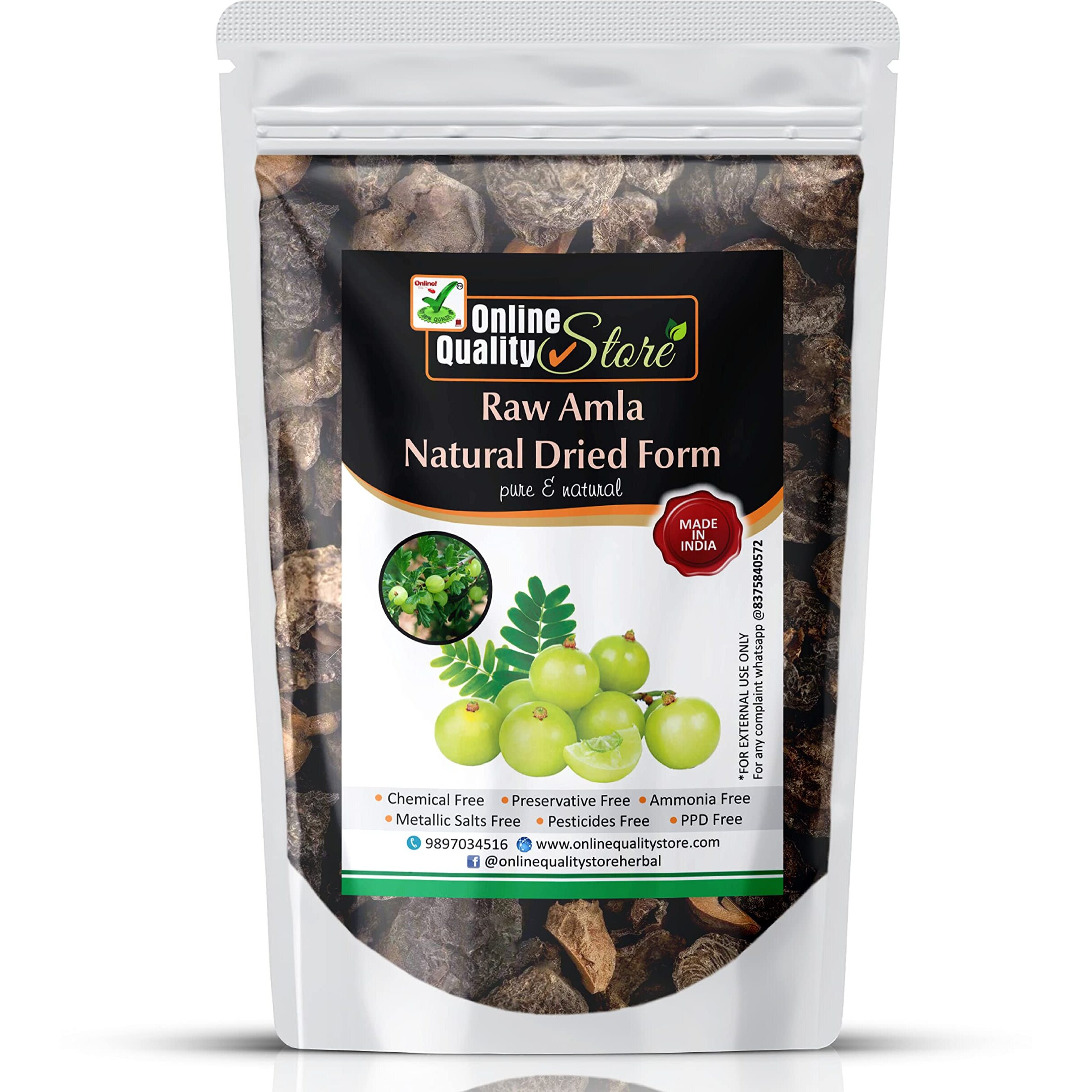 Online Quality Store Raw Amla For Hair Natural (Amla) Dried Form, 900g