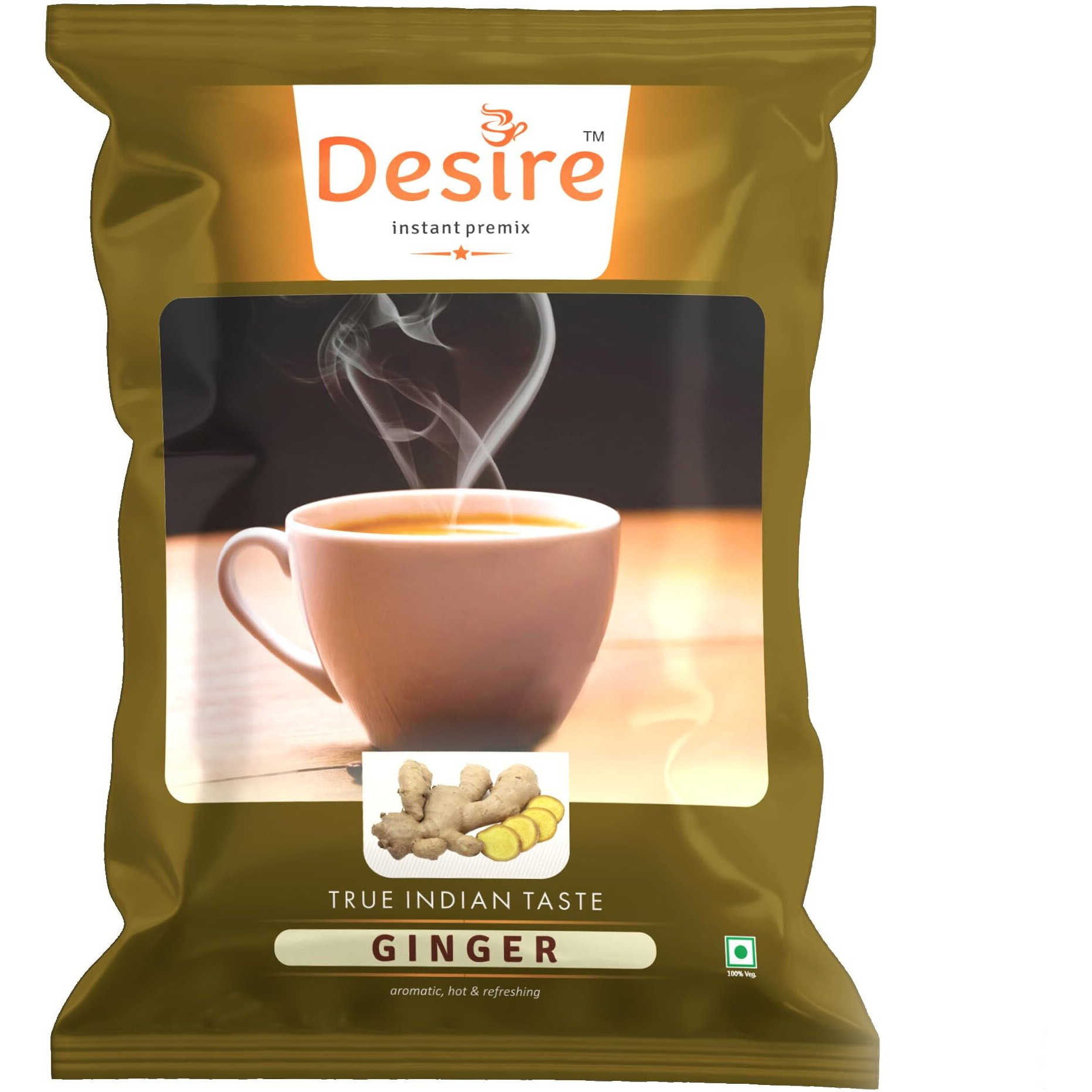 Desire Instant Premix Ginger Tea | Ready to Drink Adrak Karak Chai, Just Add Hot Water | Permium Instant Tea Mix Powder | Ideal for Manual & Vending Machine 500g (Pack of 1) (500 G (Pack of 3))