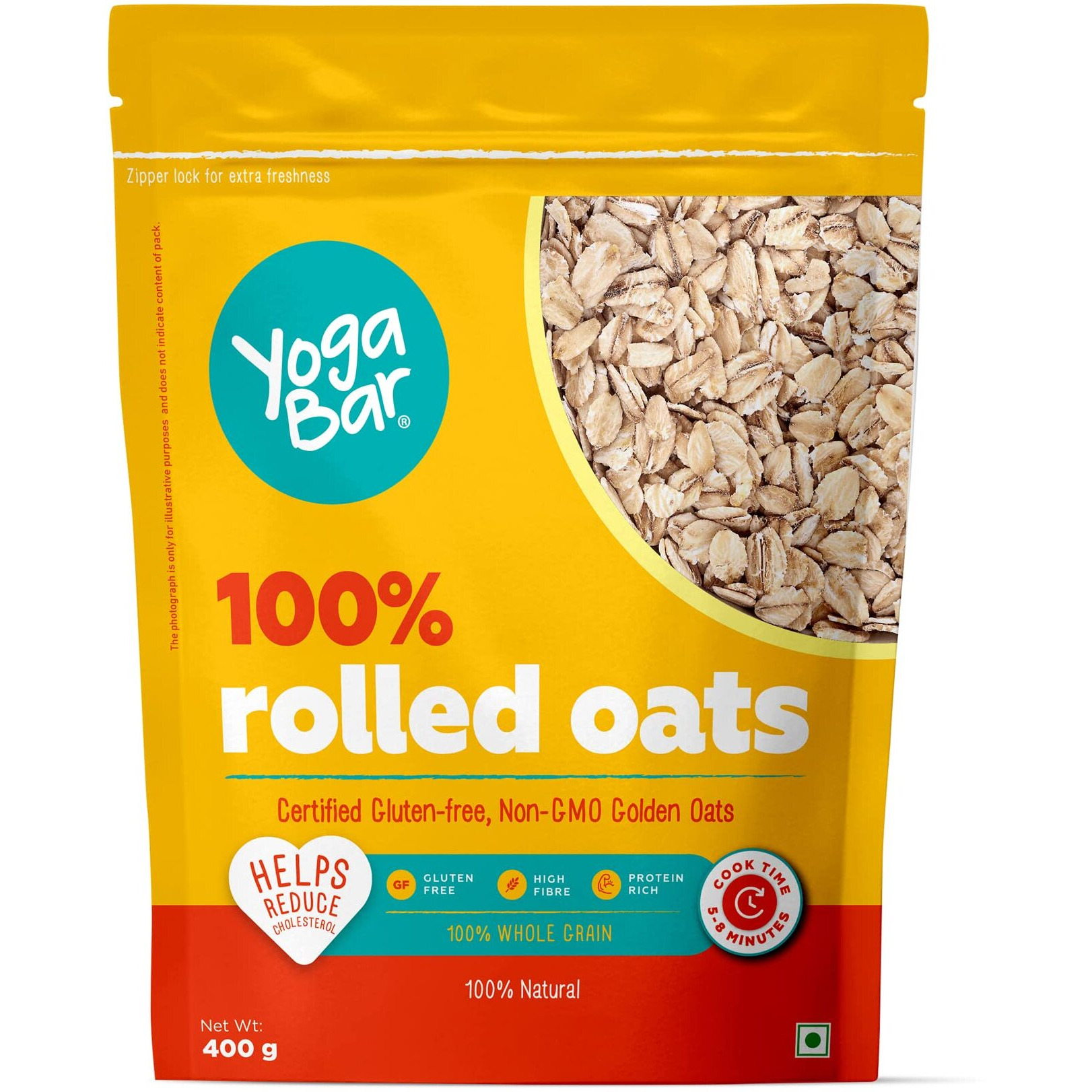 Yogabar 100% Rolled Oats Combo | Premium Golden Rolled Oats | Plain|400G Each | Helps Weight Loss