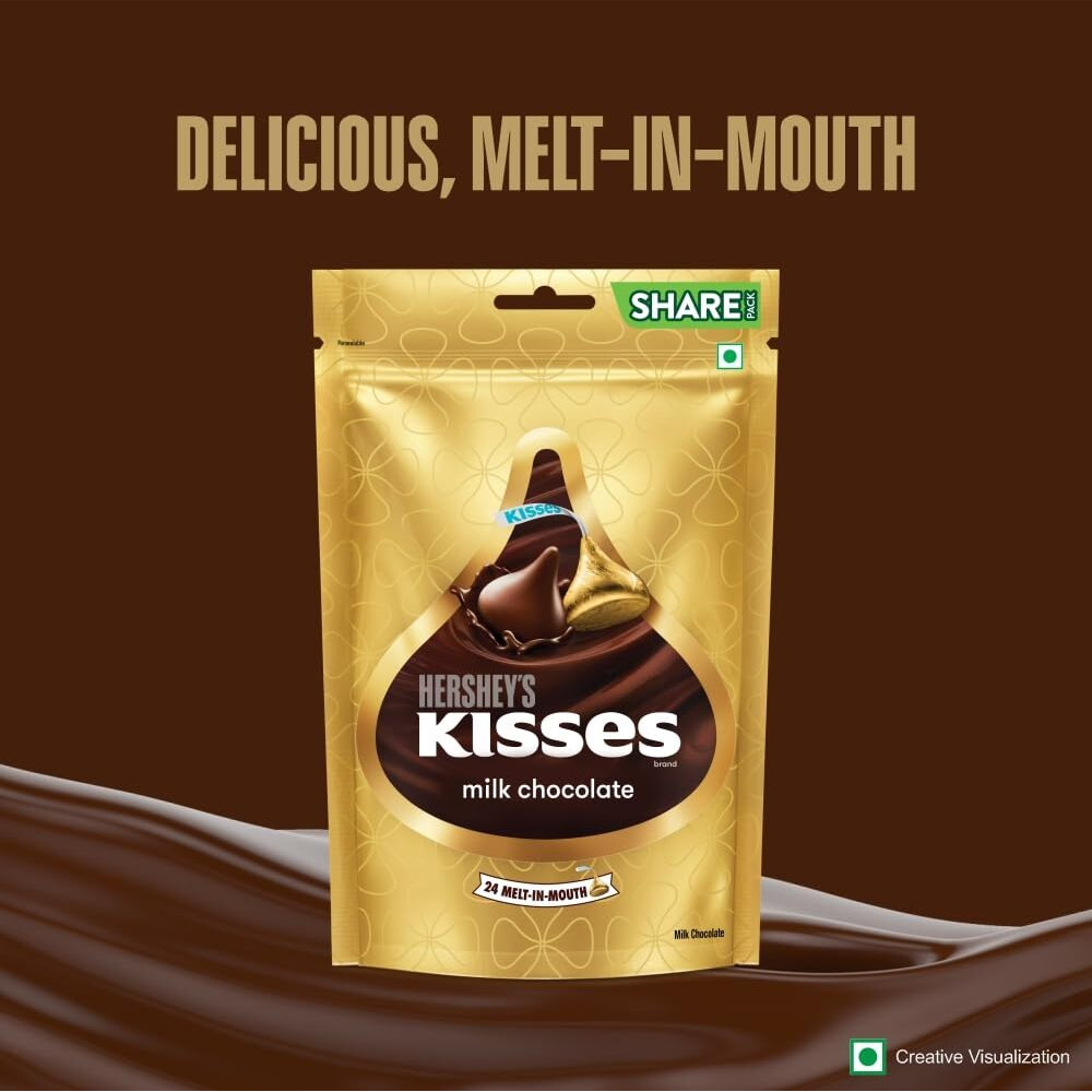 Kisses Milk Chocolate Melt-In-Mouth Chocolates 108G-Pack Of 3,324 Grams