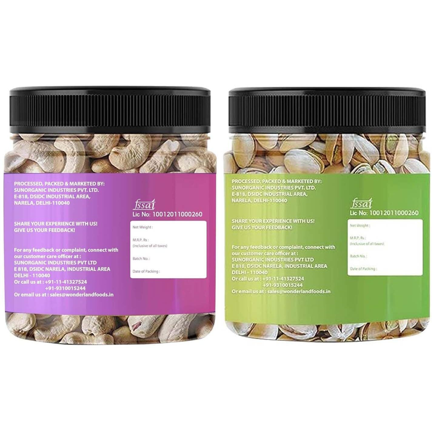 WONDERLAND FOODS (DEVICE) 400G Dry Fruits Combo Pack Of Premium Cashews 200G And Pistachio 200G In Food Grade Reusable Jars