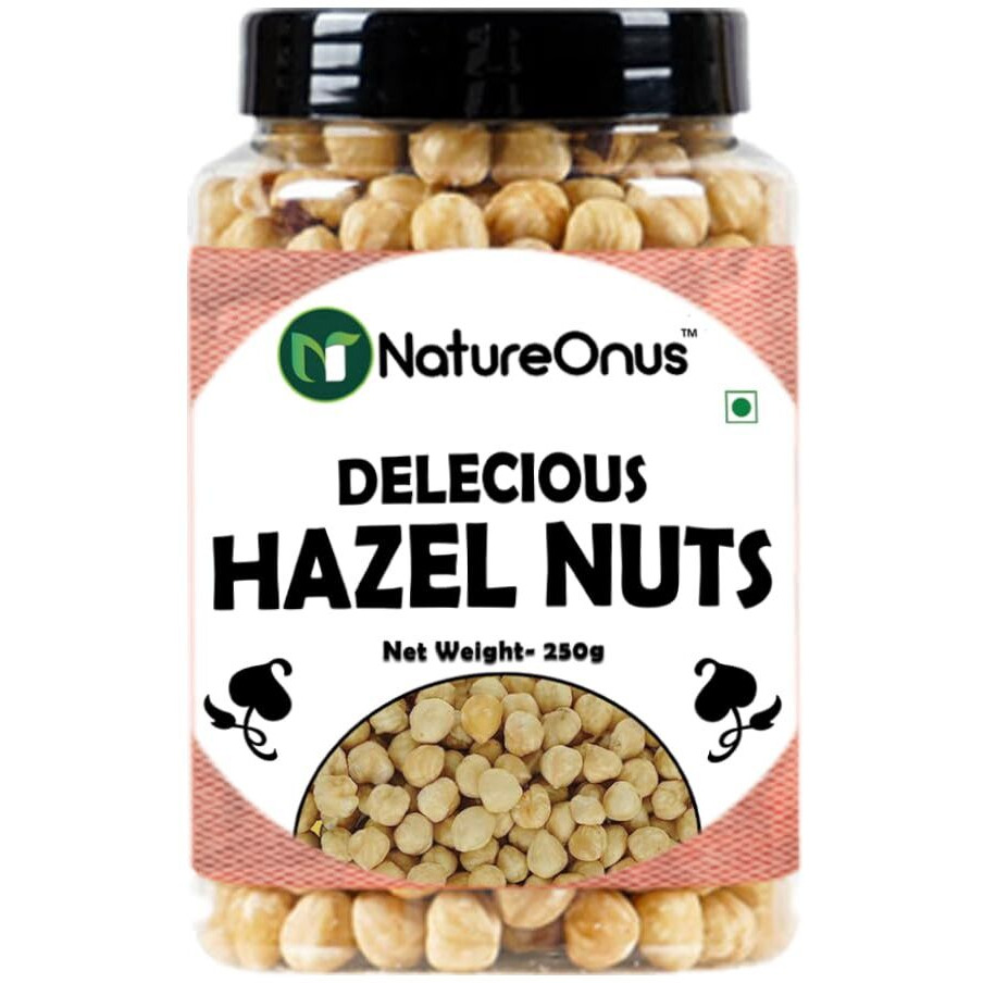 NatureOnus Premium Hazelnuts 250gms | Healthy & Delicious Hazel Nuts For Eating, Raw & Dehulled For Making Chocolate Spread, Healthy & Tasty Dry Fruits