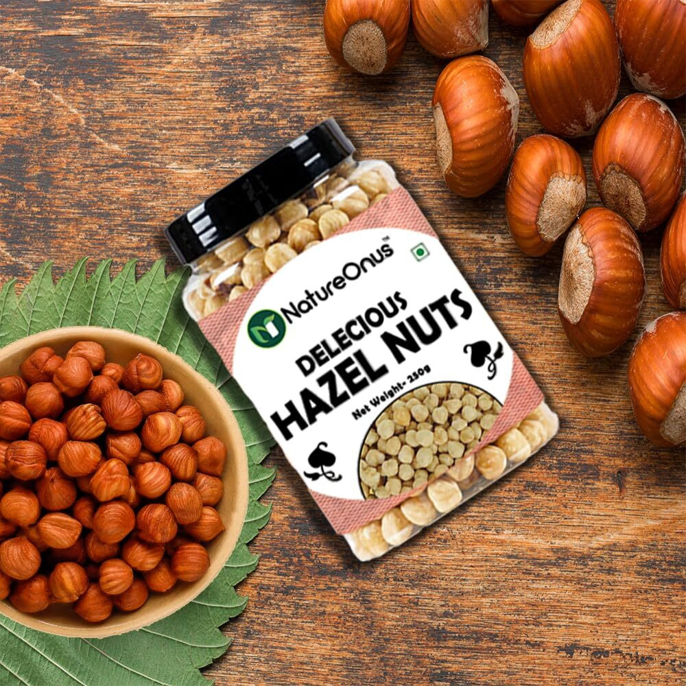 NatureOnus Premium Hazelnuts 250gms | Healthy & Delicious Hazel Nuts For Eating, Raw & Dehulled For Making Chocolate Spread, Healthy & Tasty Dry Fruits